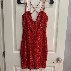 Red Sequin Short Dress